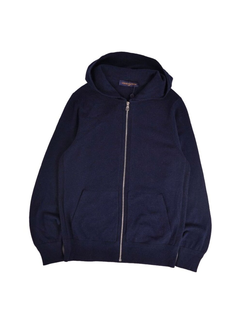 Louis Vuitton Hoodie Knit Long Sleeve Zip-up Top Cashmere Navy